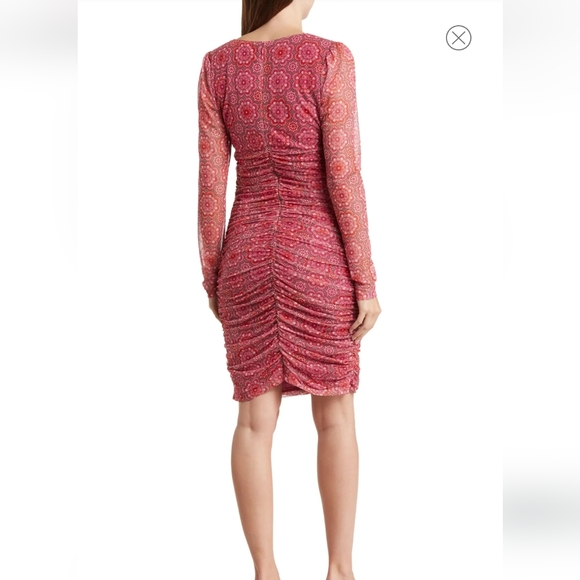 BCBG INDUAN FLORAL MESH PRINT DRESS. LG SIZE. - Picture 2 of 4